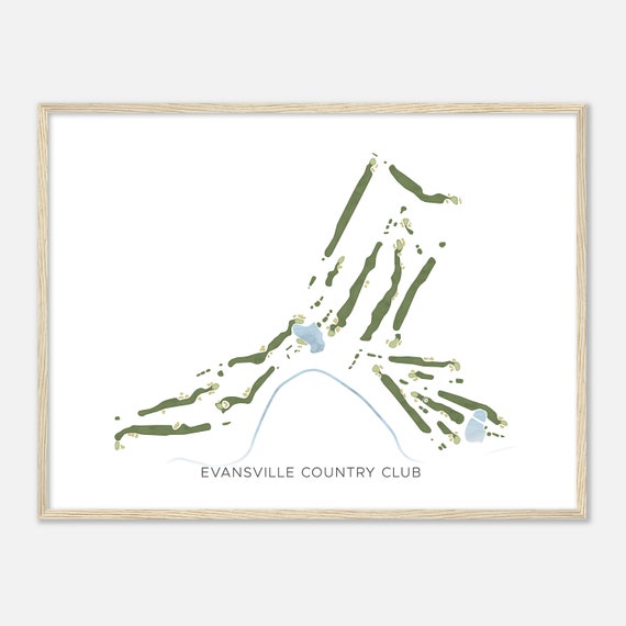 Evansville Country Club Indiana Modern Watercolor Map Golfer Gift Golf Wall Art Golf Poster Print Course Layout