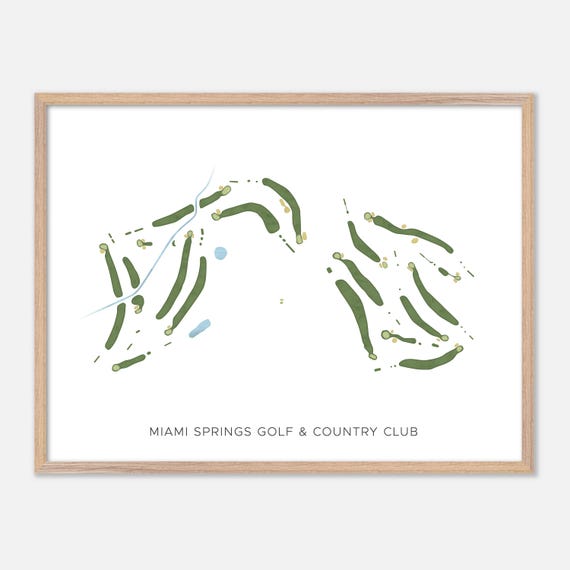 Miami Springs Golf Country Club In Miami Springs Florida Modern Watercolor Map Golfer Gift Golf Wall Art Golf Poster Print