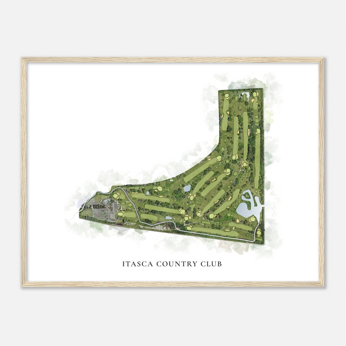 Itasca Country Club Illinois Classic Aerial Watercolor Map Poster - Image 2