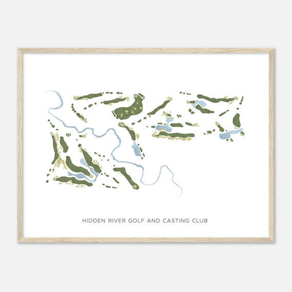 Hidden River Golf And Casting Club Michigan Modern Watercolor Map Golfer Gift Golf Wall Art Golf Poster Print Course Layout