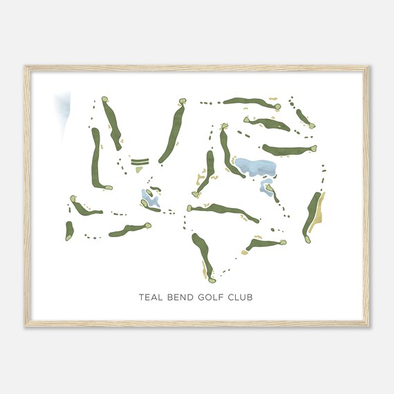 Teal Bend Golf Club California Modern Watercolor Map Golfer Gift Golf Wall Art Golf Poster Print Course Layout