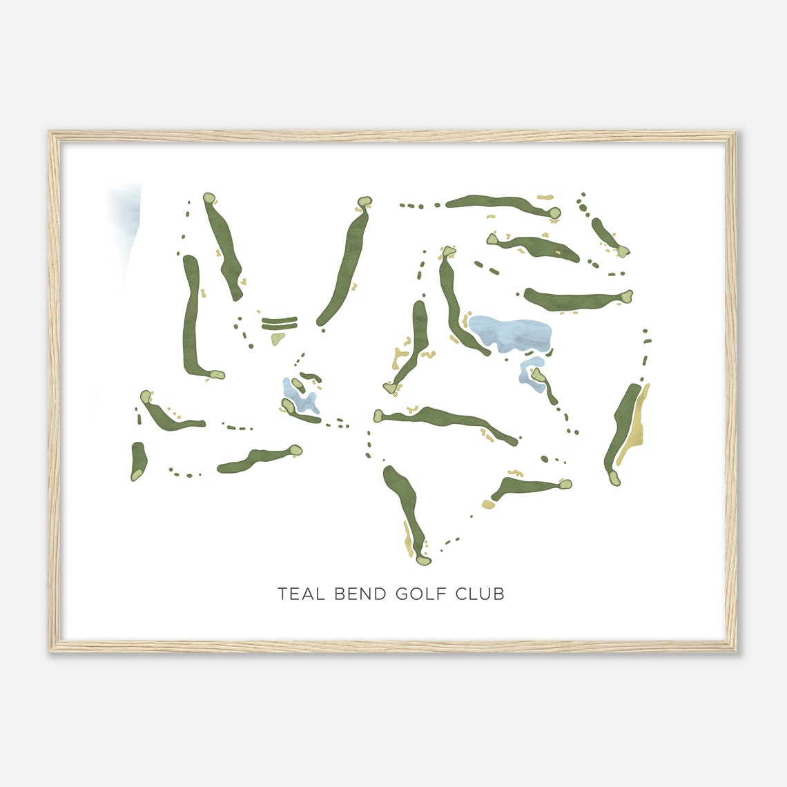 Teal Bend Golf Club California Modern Minimalist Course Map Poster