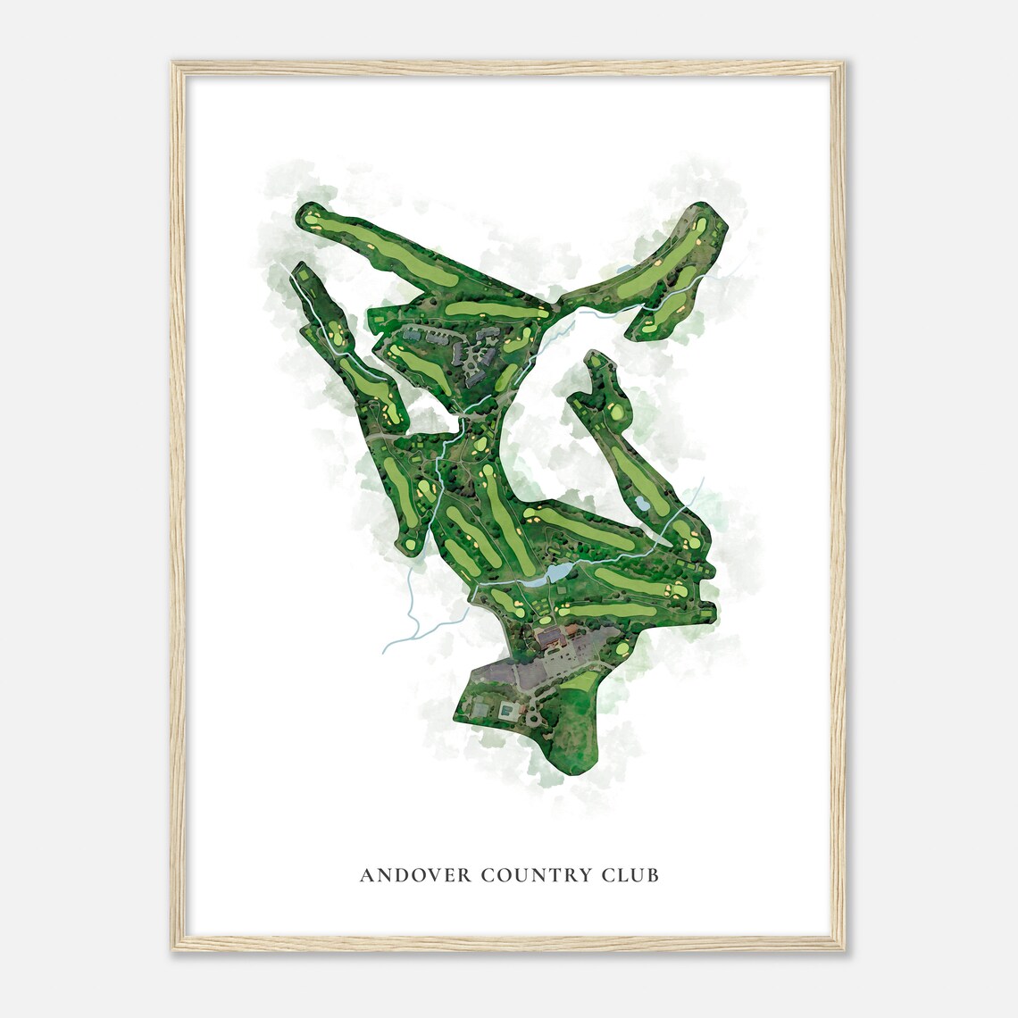 Andover Country Club Massachusetts Classic Watercolor Golf Map Poster - Image 2