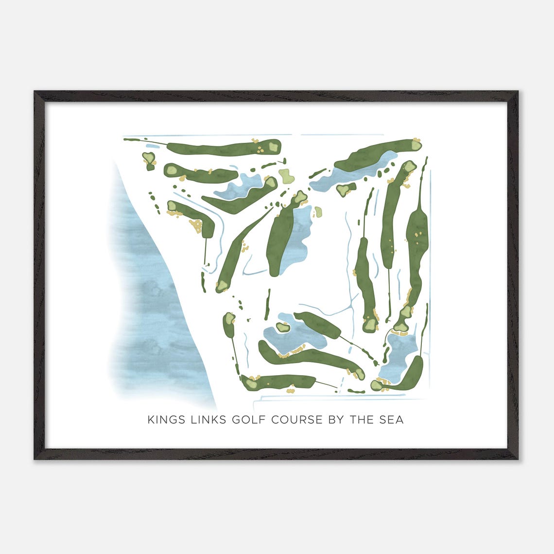 Kings Links Golf Course by the Sea Modern Watercolor Map Poster - Image 4