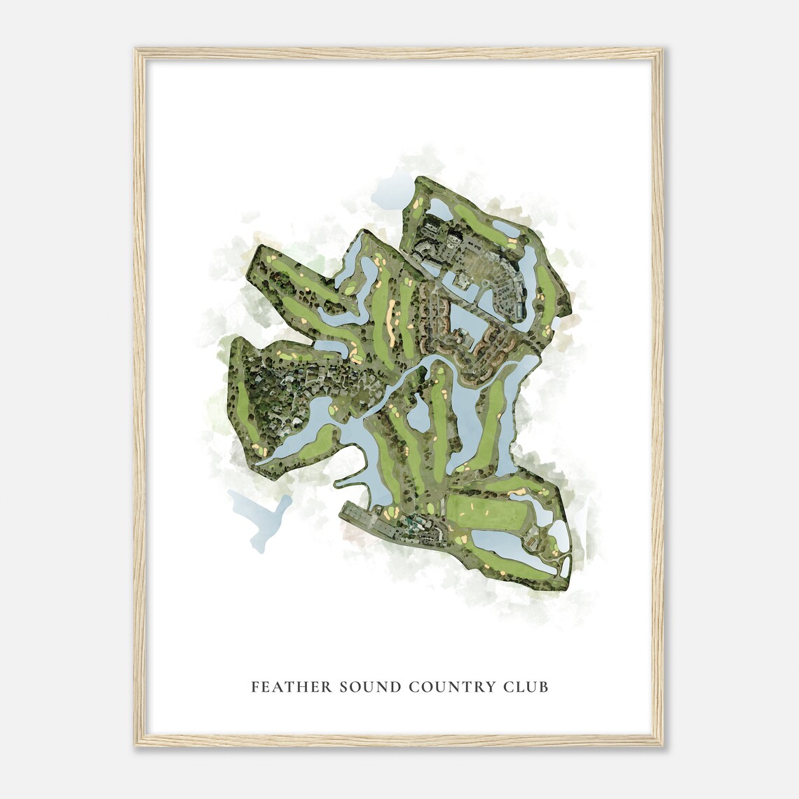 Feather Sound Country Club Elegant Watercolor Aerial Course Map Art Poster - Image 2