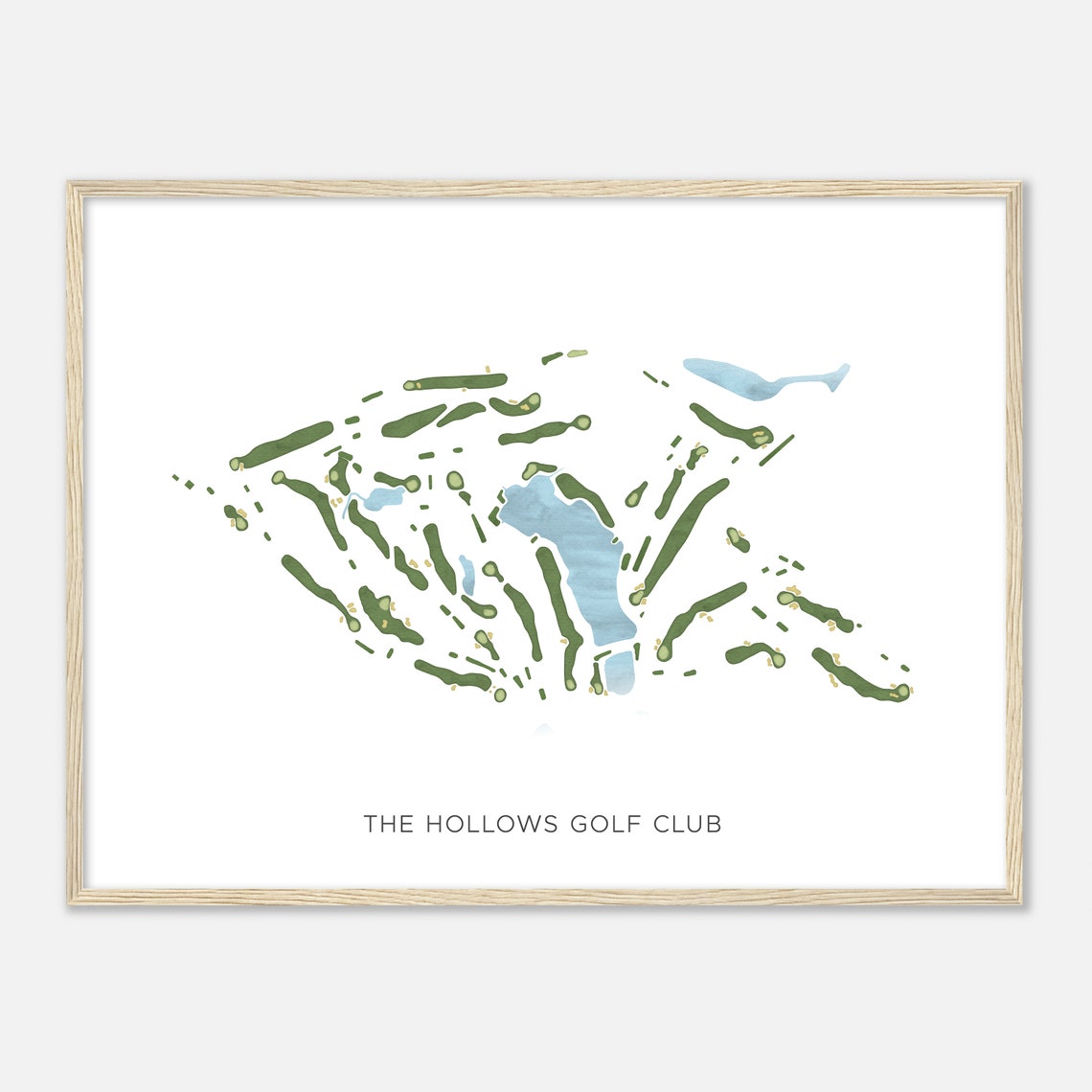 The Hollows Golf Club Modern Watercolor Golf Course Map Poster