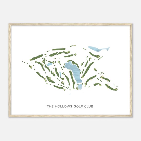 The Hollows Golf Club Modern Watercolor Golf Course Map Poster