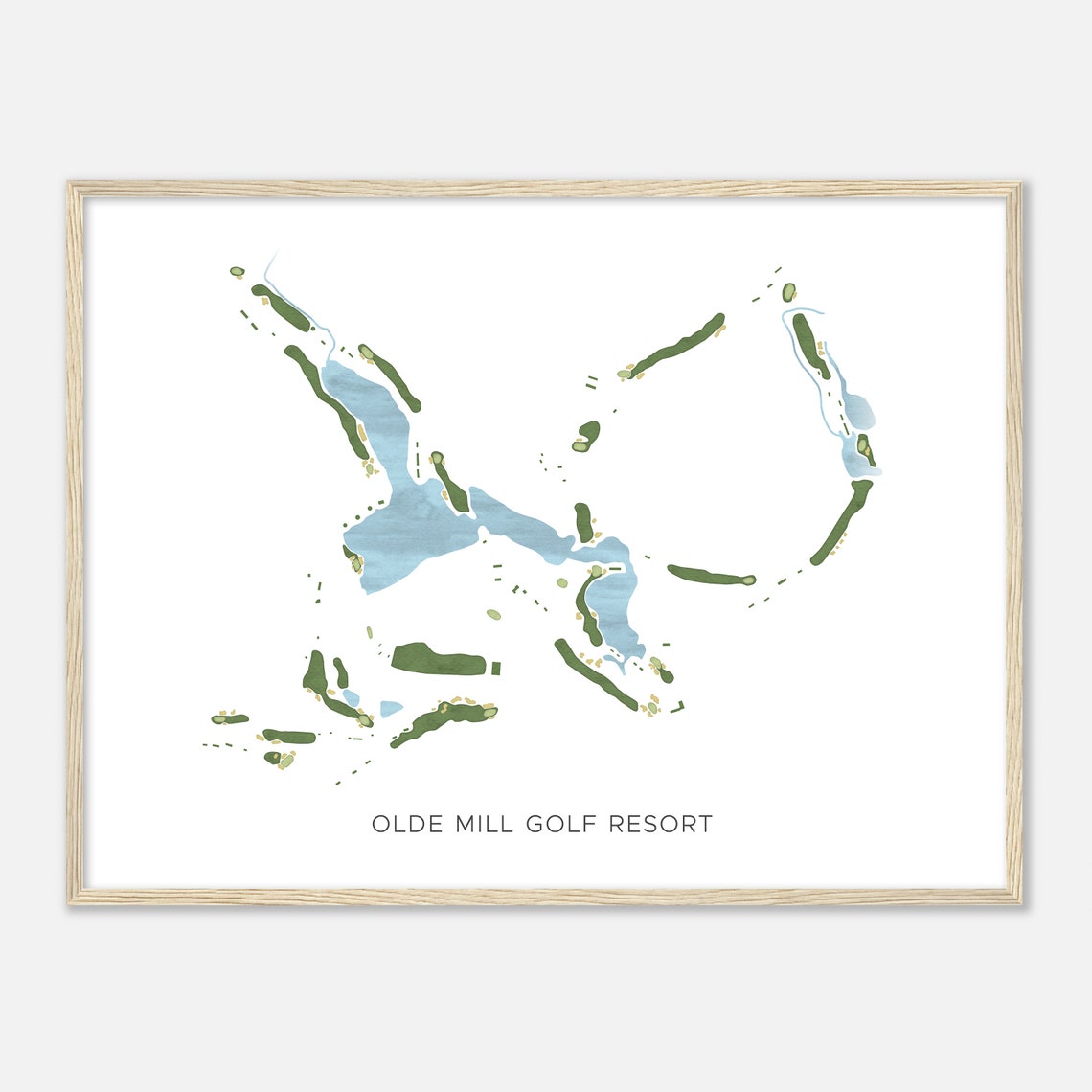 Olde Mill Golf Resort Modern Watercolor Golf Course Map Poster - Image 2