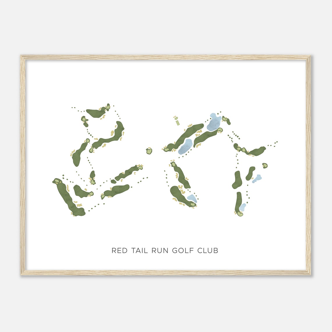 Red Tail Run Golf Club Illinois Modern Watercolor Course Map Poster - Image 2