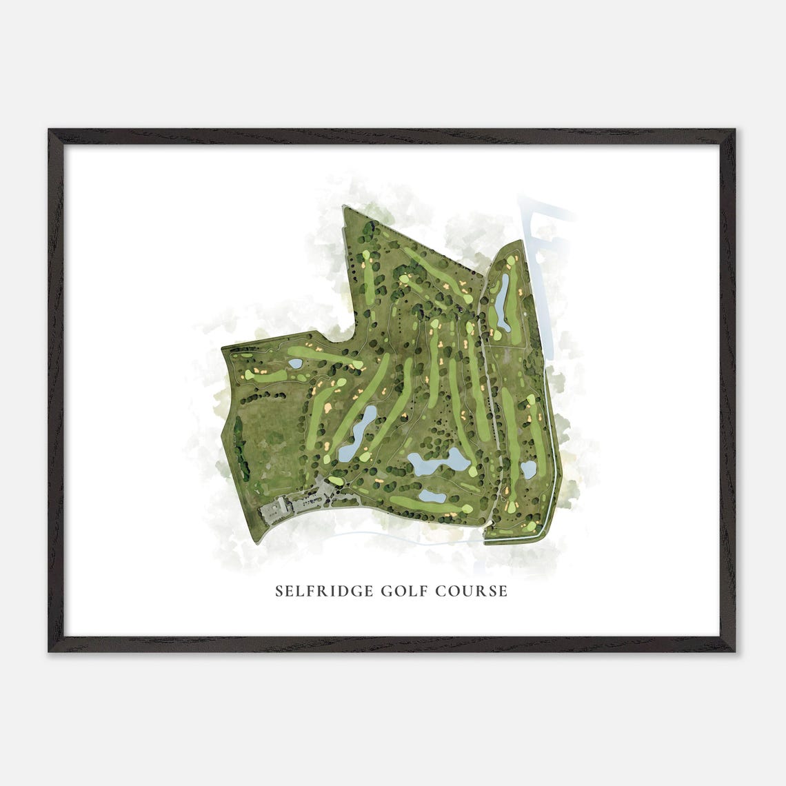 Selfridge Golf Course Michigan Classic Watercolor Map Poster - Image 5