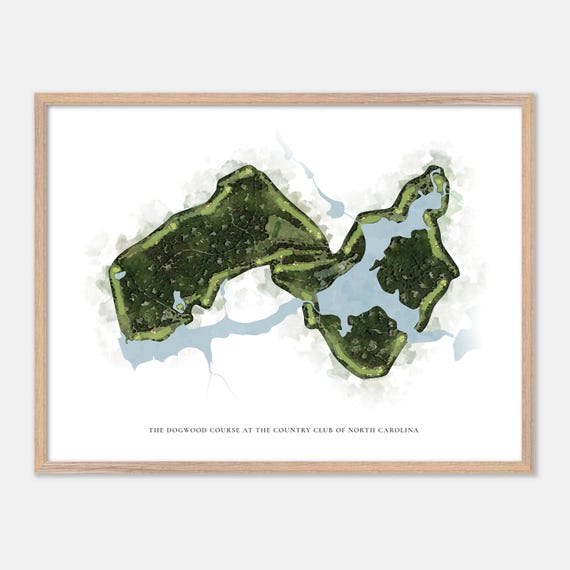 The Dogwood Course At The Country Club Of North Carolina In Pinehurst North Carolina Classic Watercolor Map Golfer Gift Golf Wall Art