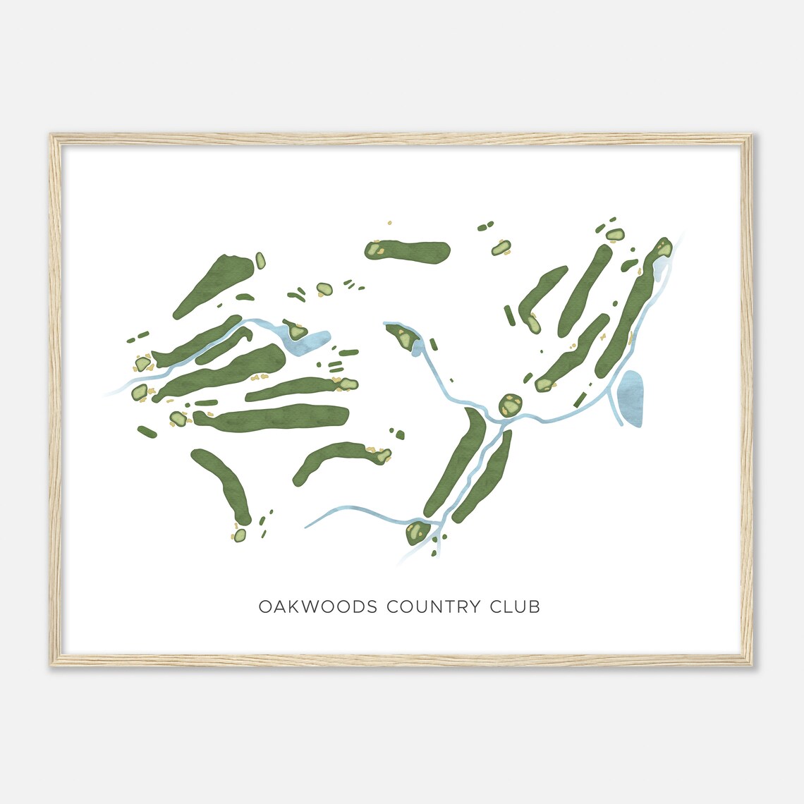 Oakwoods Country Club North Carolina Modern Watercolor Map Poster - Image 2