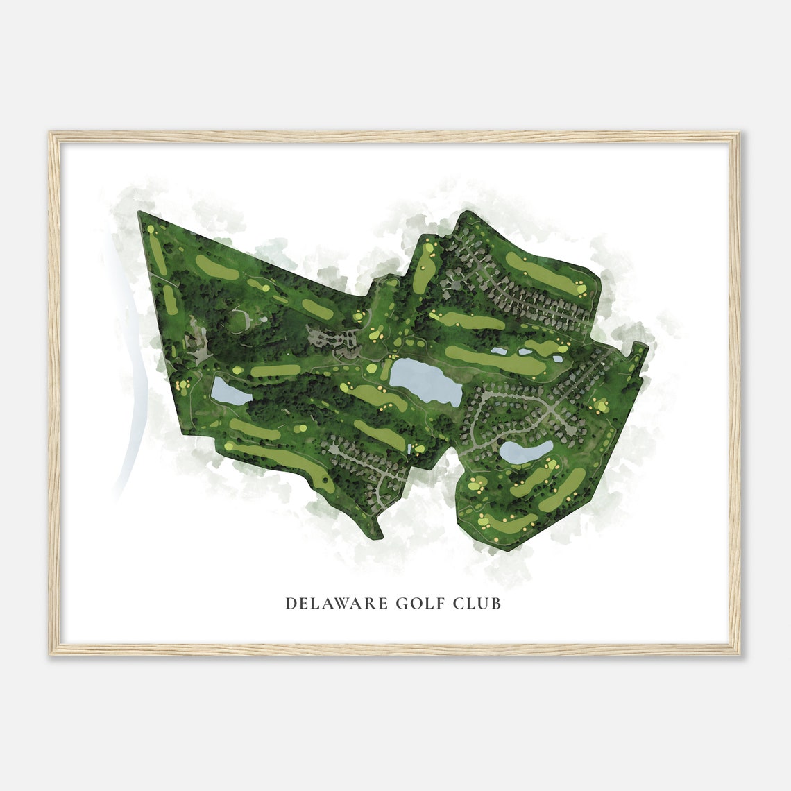 Delaware Golf Club Watercolor Aerial Map Classic Golfer Gift Poster - Image 2