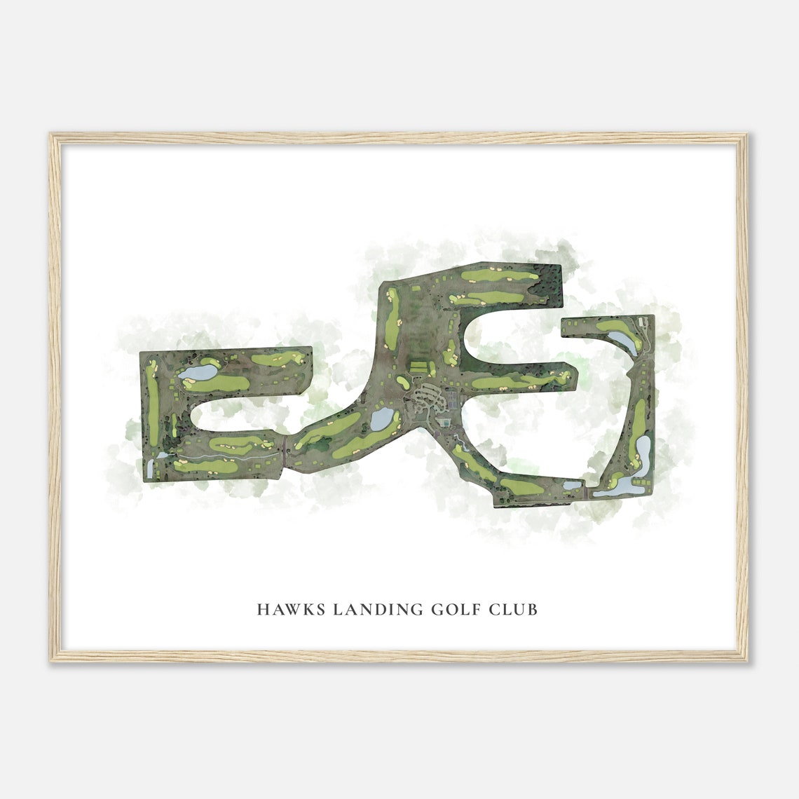 Hawks Landing Golf Club Watercolor Aerial Golf Course Map Poster - Image 2