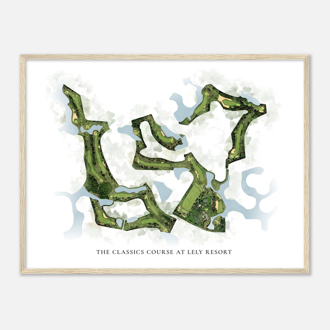 The Classics Course at Lely Resort Elegant Watercolor Aerial Course Map Art Poster - Image 2