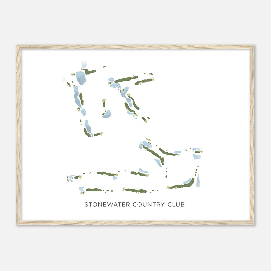 Stonewater Country Club Minimalist Watercolor Map Art Poster
