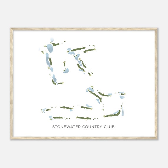 Stonewater Country Club Michigan Modern Watercolor Map Golfer Gift Golf Wall Art Golf Poster Print Course Layout