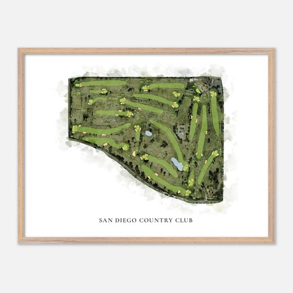 San Diego Country Club In Chula Vista California Classic Watercolor Map Golfer Gift Golf Wall Art Golf Poster Print Course Layout