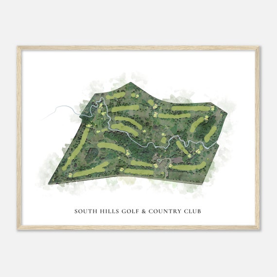 South Hills Golf Country Club Wisconsin Classic Watercolor Map Golfer Gift Golf Wall Art Golf Poster Print Course Layout