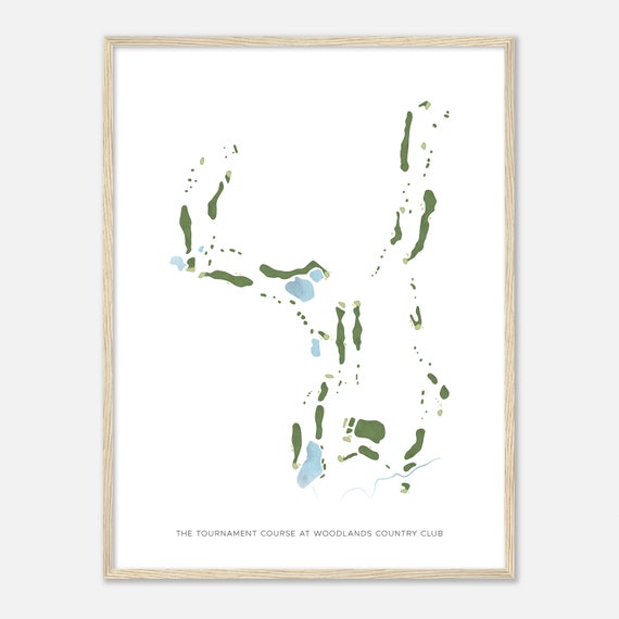 The Tournament Course At Woodlands Country Club Virginia Modern Watercolor Map Golfer Gift Golf Wall Art Golf Poster Print