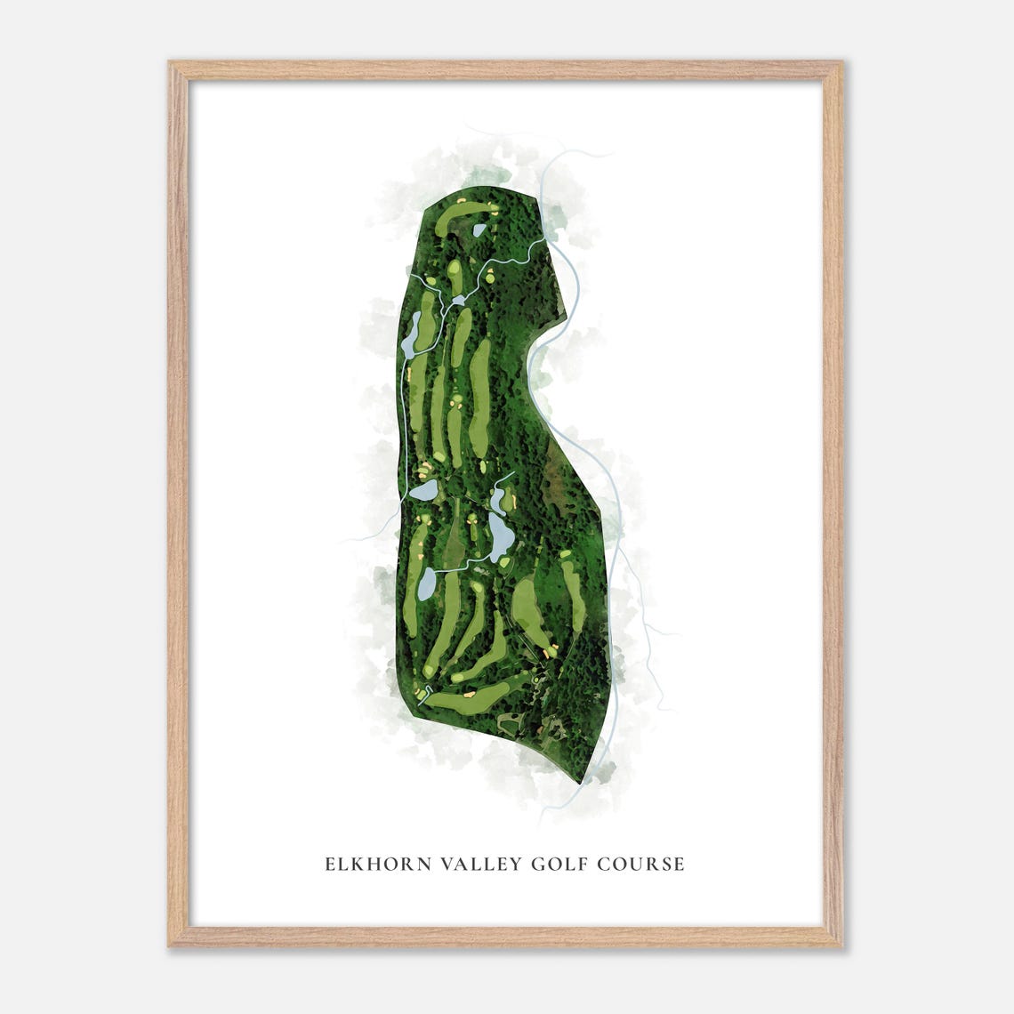 Elkhorn Valley Golf Course Lyons Oregon Watercolor Course Map Poster - Image 2