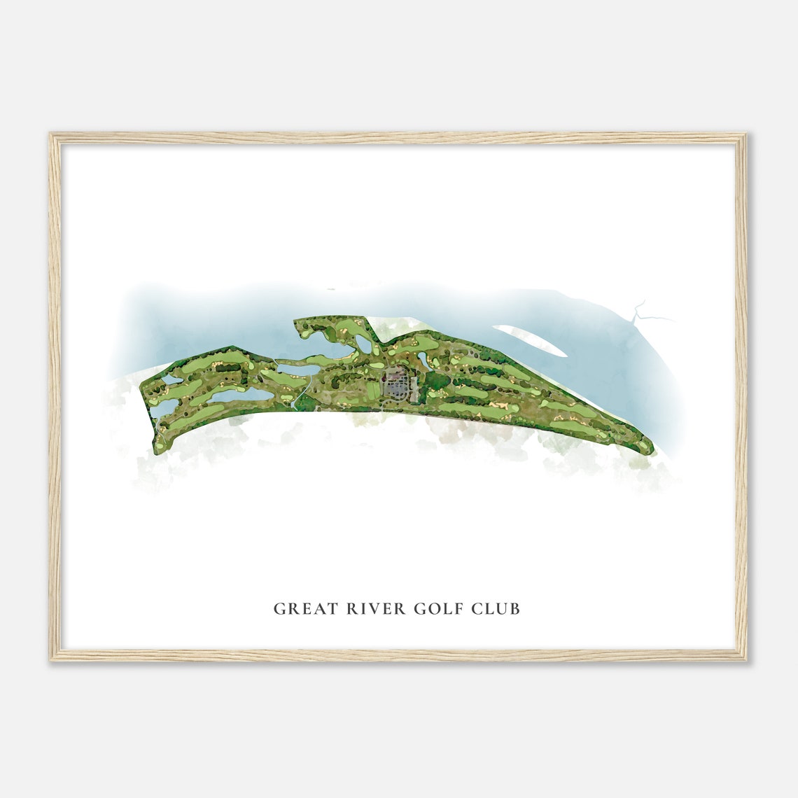Great River Golf Club Connecticut Classic Watercolor Golf Map Poster