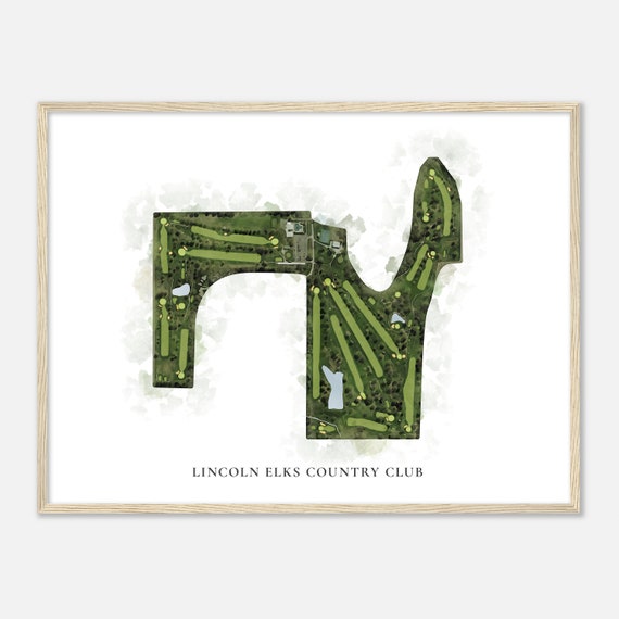 Lincoln Elks Country Club Illinois Classic Watercolor Map Golfer Gift Golf Wall Art Golf Poster Print Course Layout