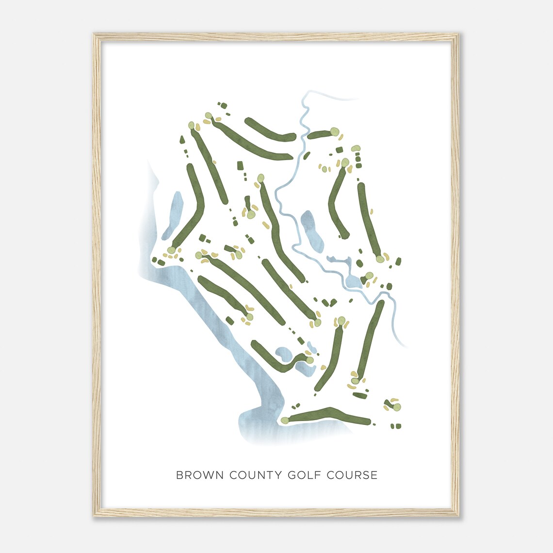 Brown County Golf Course Wisconsin Watercolor Map Print