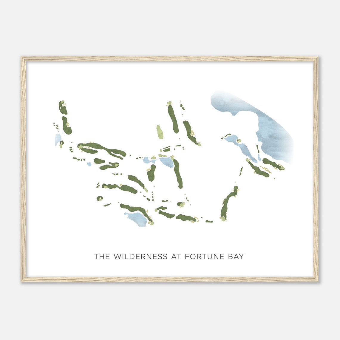 The Wilderness at Fortune Bay Modern Watercolor Course Map Poster