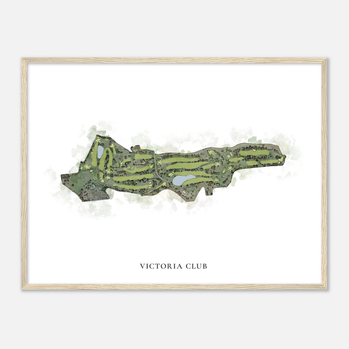 Victoria Club Classic Watercolor Aerial Golf Course Map Poster