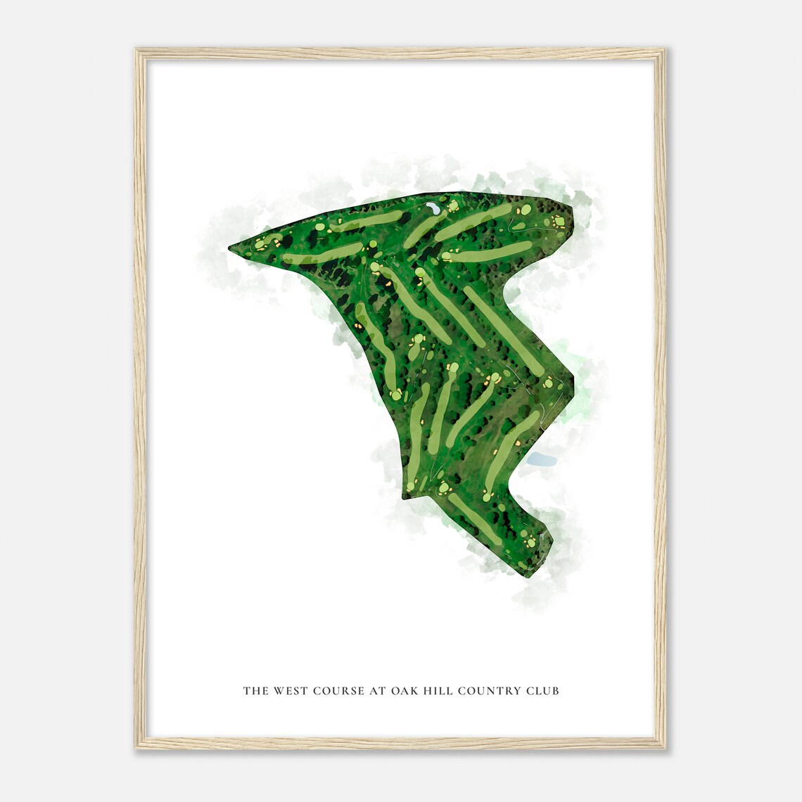 The West Course At Oak Hill Country Club Watercolor Aerial Map Poster