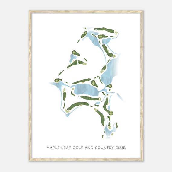Maple Leaf Golf And Country Club Florida Modern Watercolor Map Golfer Gift Golf Wall Art Golf Poster Print Course Layout