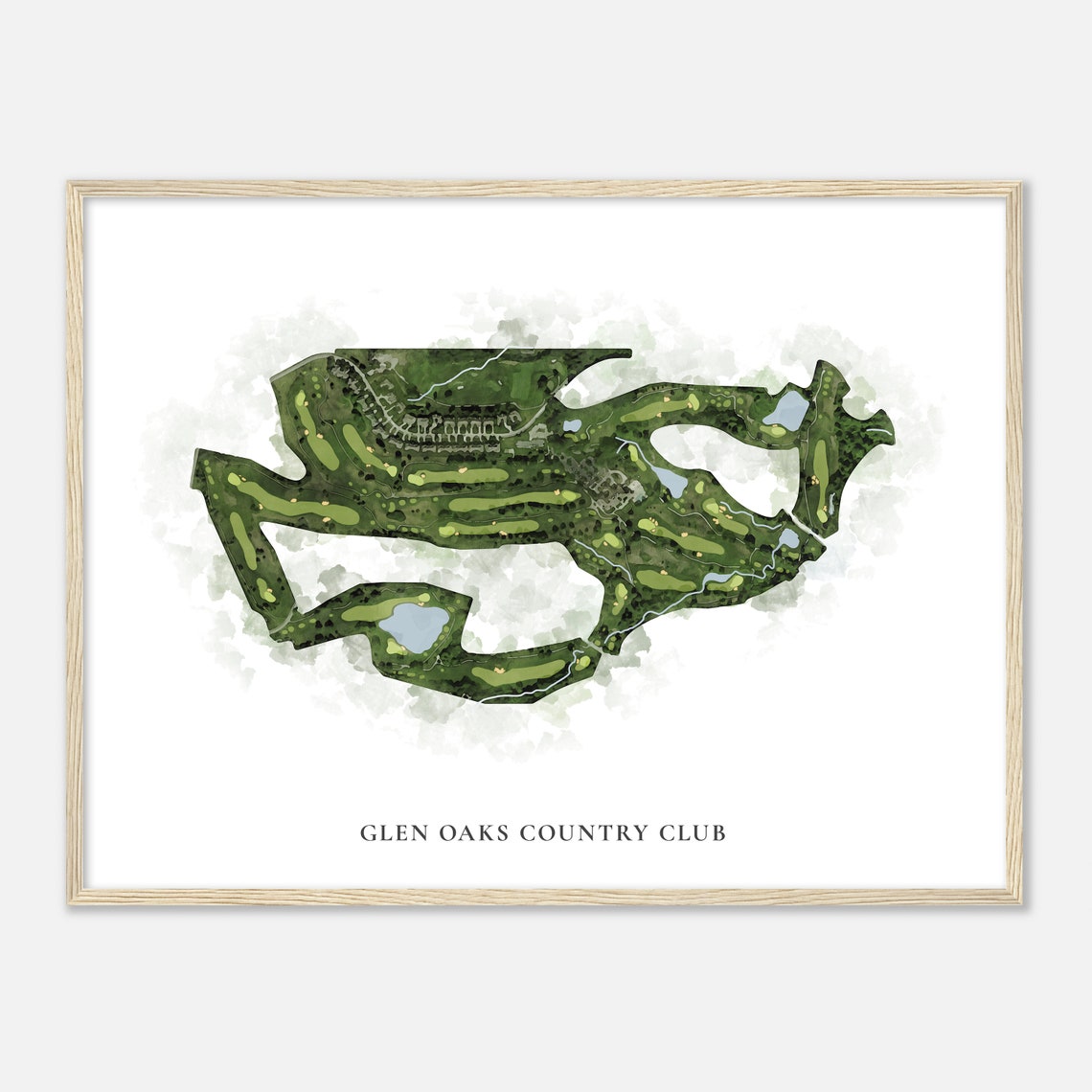 Glen Oaks Country Club Watercolor Golf Course Map Golfer Gift Poster - Image 2
