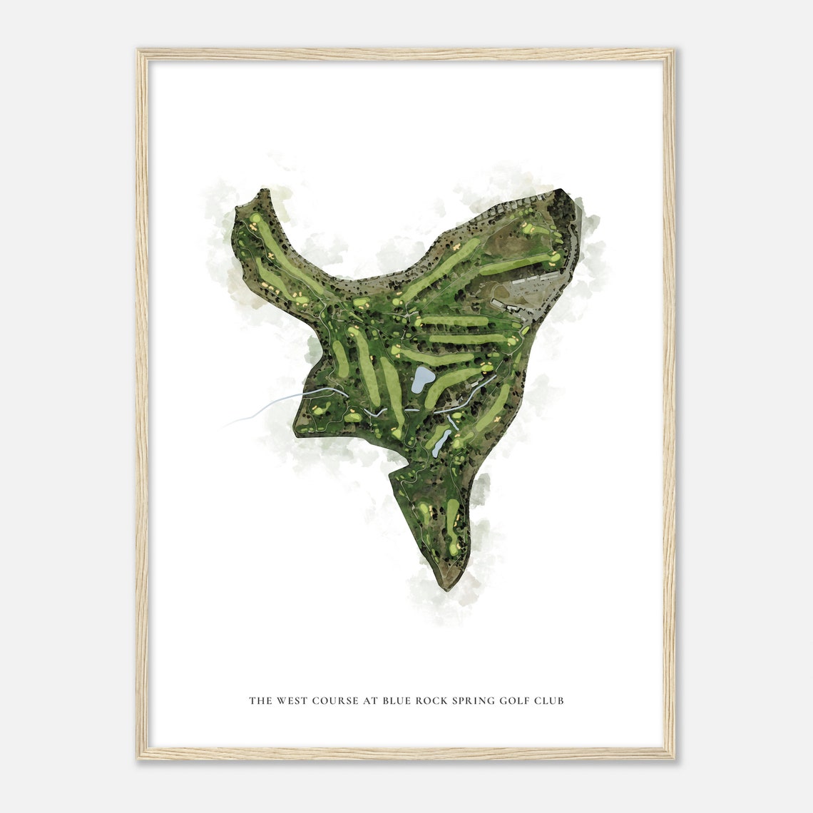 Blue Rock Spring West Course Classic Aerial Watercolor Map Poster - Image 2