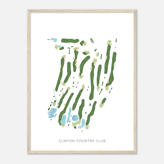 Clinton Country Club Connecticut Modern Watercolor Map Golfer Gift Golf Wall Art Golf Poster Print Course Layout
