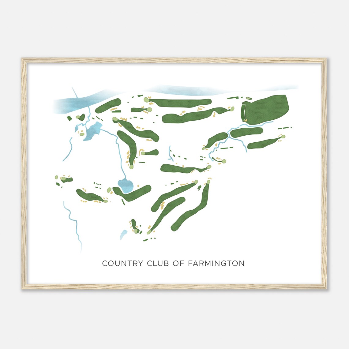 Country Club of Farmington Minimalist Fairway Line Course Map Poster - Image 2