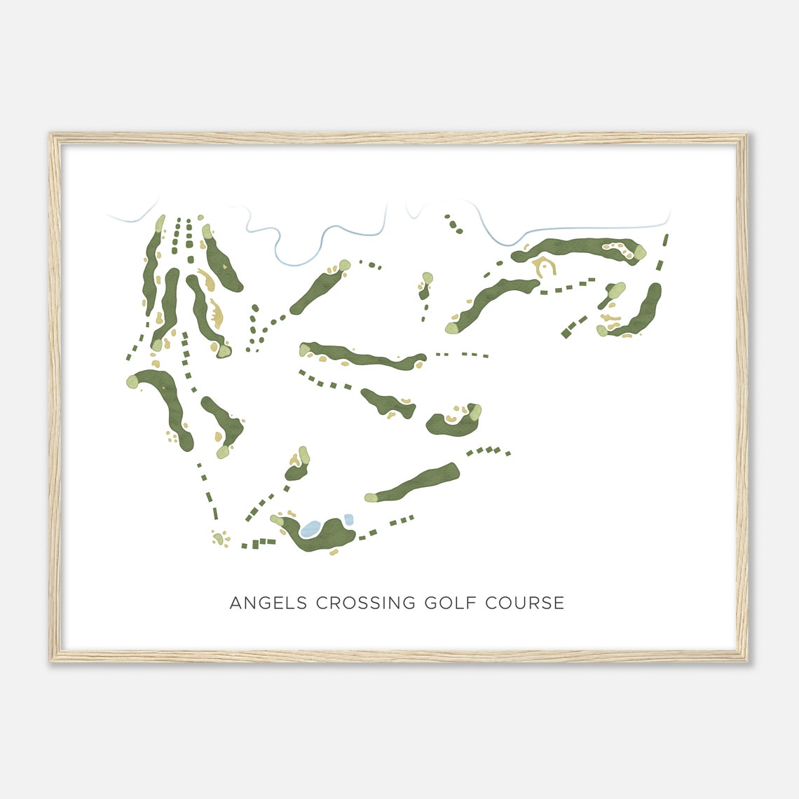 Angels Crossing Golf Course Modern Watercolor Course Map Poster