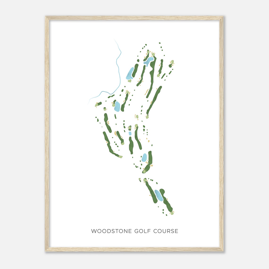 Woodstone Golf Course Modern Watercolor Fairways Course Map Poster