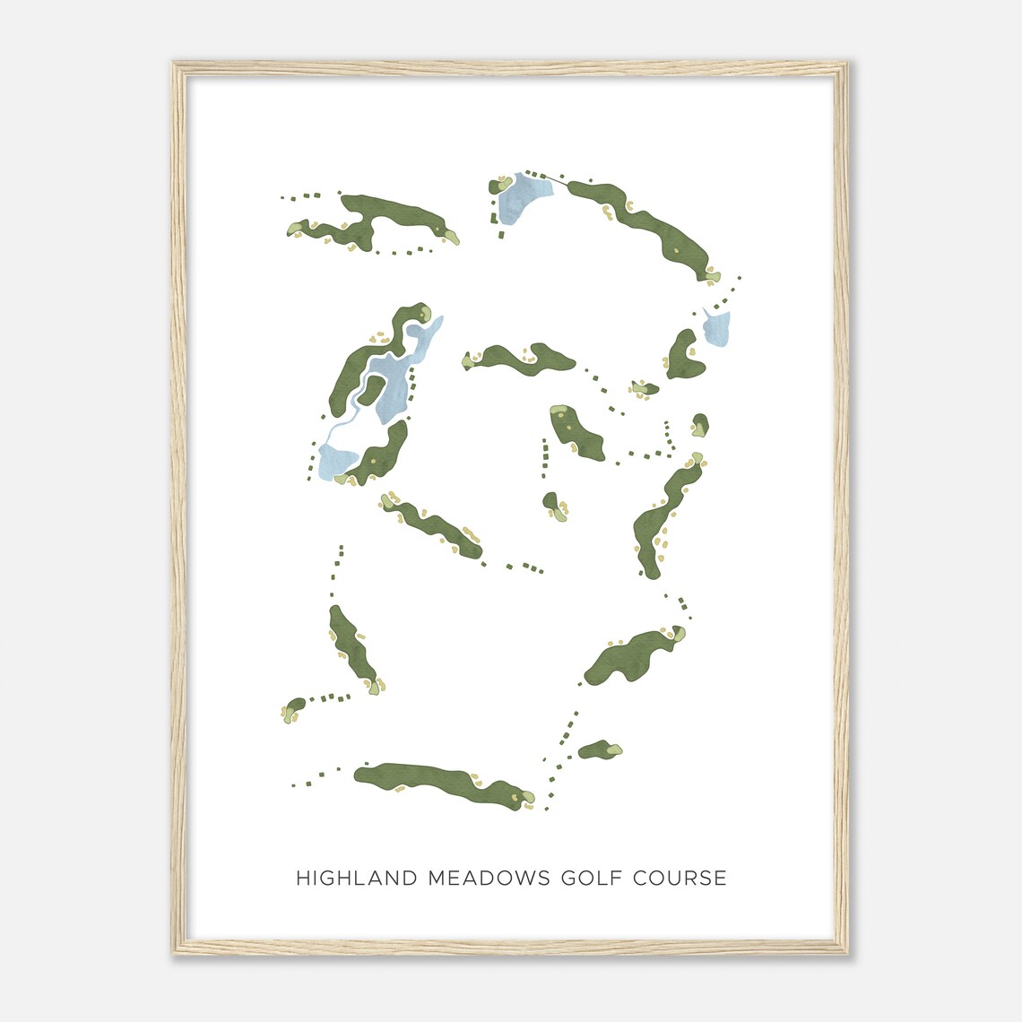 Highland Meadows Golf Course Colorado Modern Watercolor Map Golfer Gift Golf Wall Art Golf Poster Print Course Layout