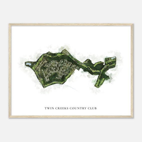 Twin Creeks Country Club Texas Classic Watercolor Map Golfer Gift Golf Wall Art Golf Poster Print Course Layout