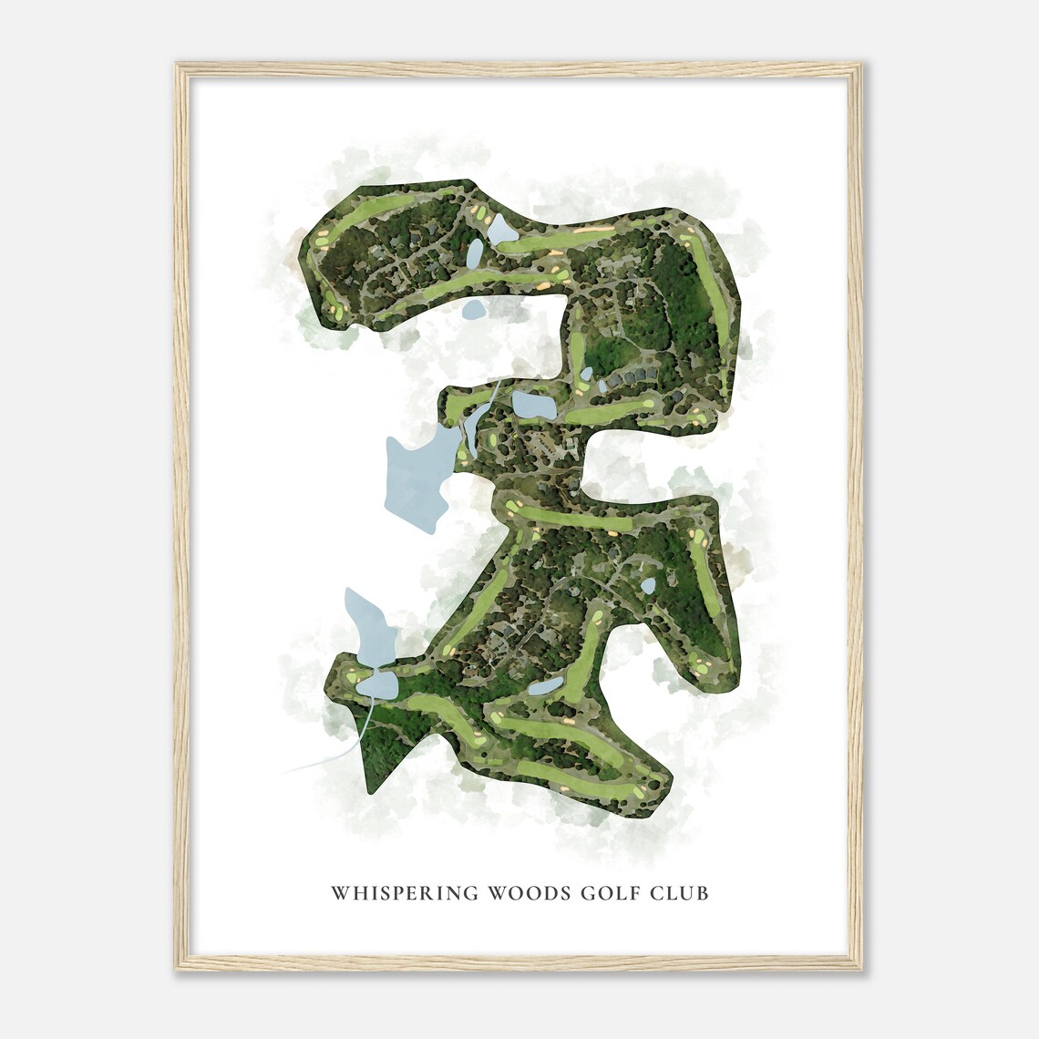 Whispering Woods Golf Club Elegant Watercolor Aerial Course Map Art Poster - Image 2