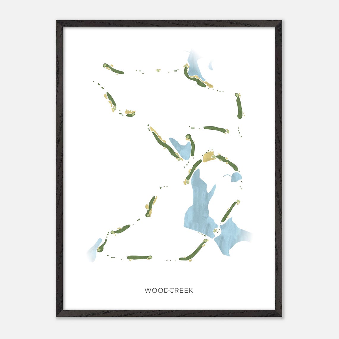 Woodcreek Watercolor Fairway Map Lakeside Layout Gift Poster - Image 3