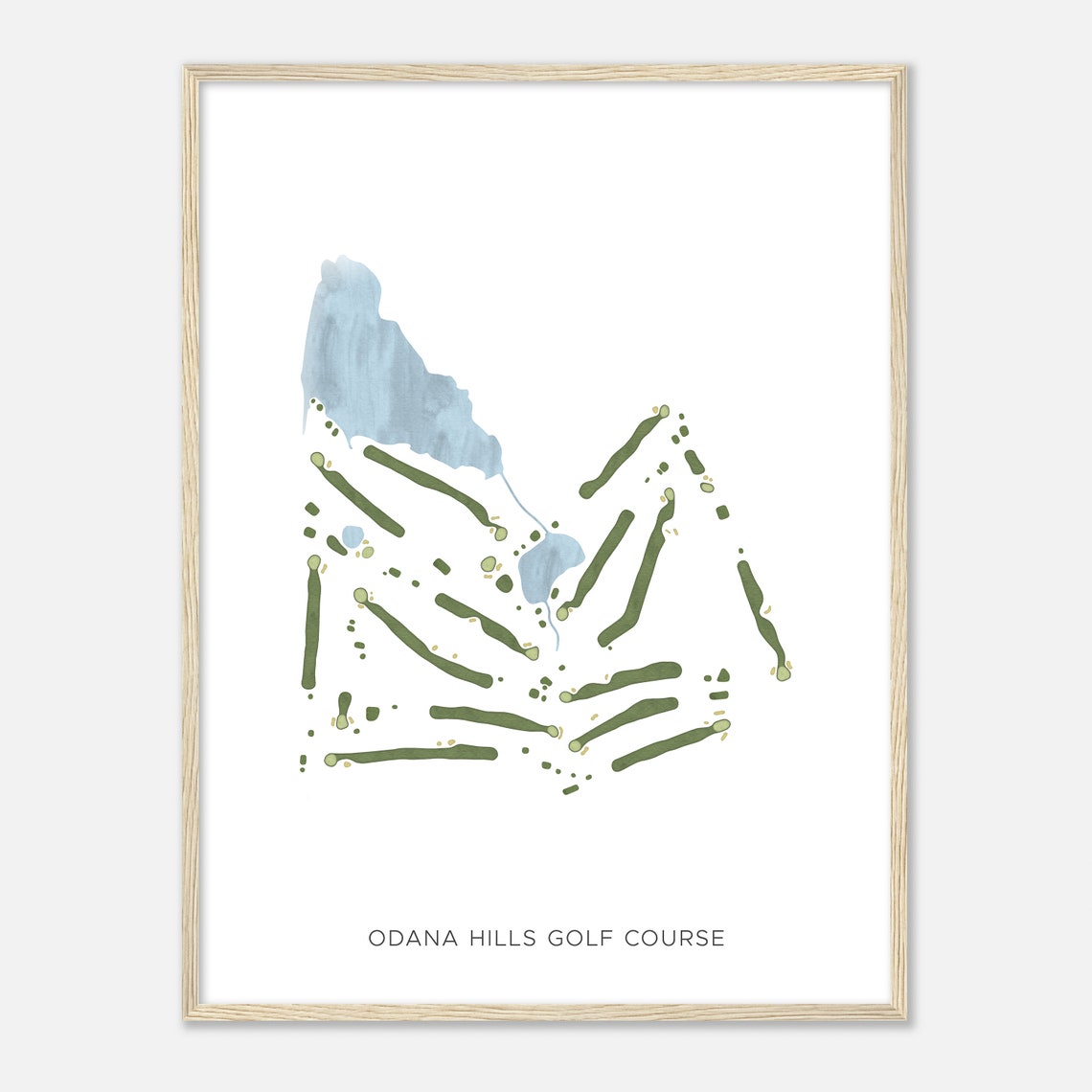 Odana Hills Golf Course Watercolor Fairway Map Art Poster Decor