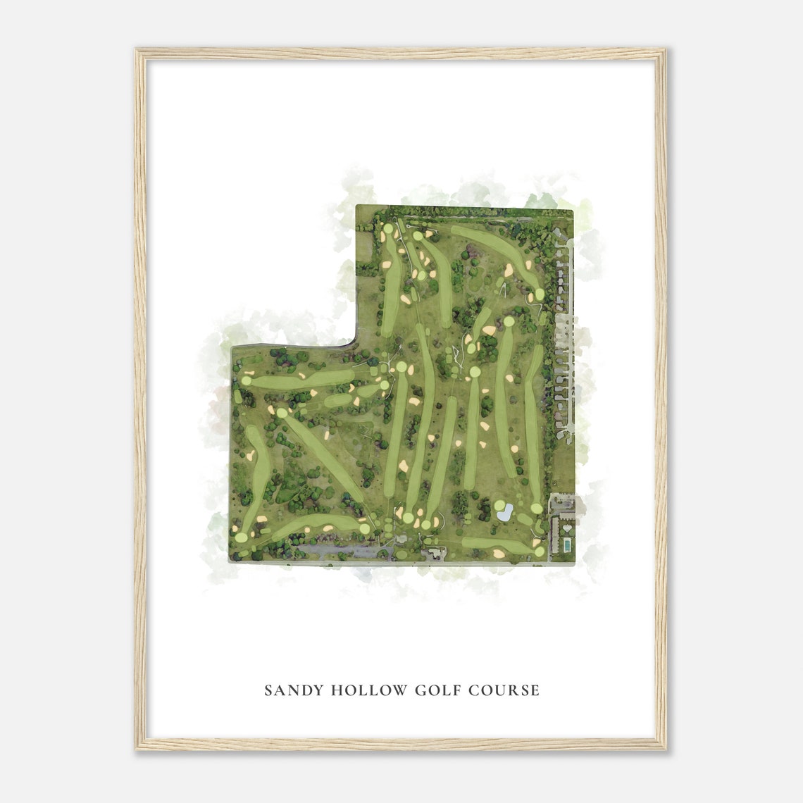 Sandy Hollow Golf Course Watercolor Map Illinois Golfer Gift Poster - Image 2