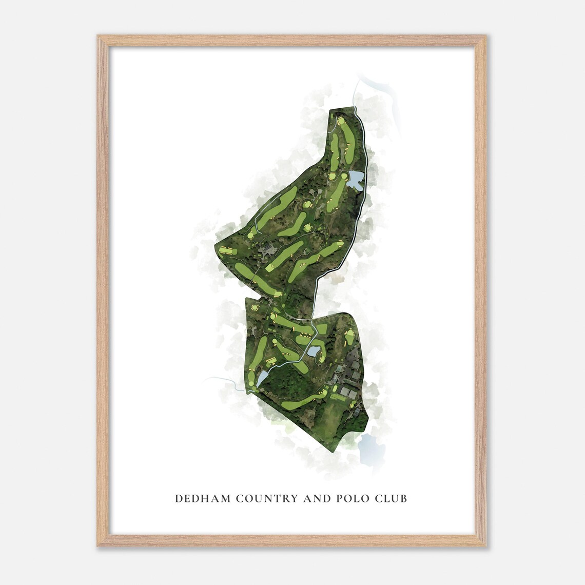 Dedham Country and Polo Club Aerial Watercolor Golf Course Map Poster - Image 2