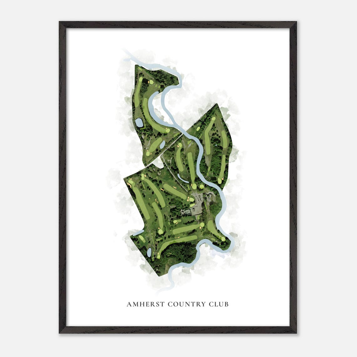 Amherst Country Club New Hampshire Classic Watercolor Map Poster - Image 3