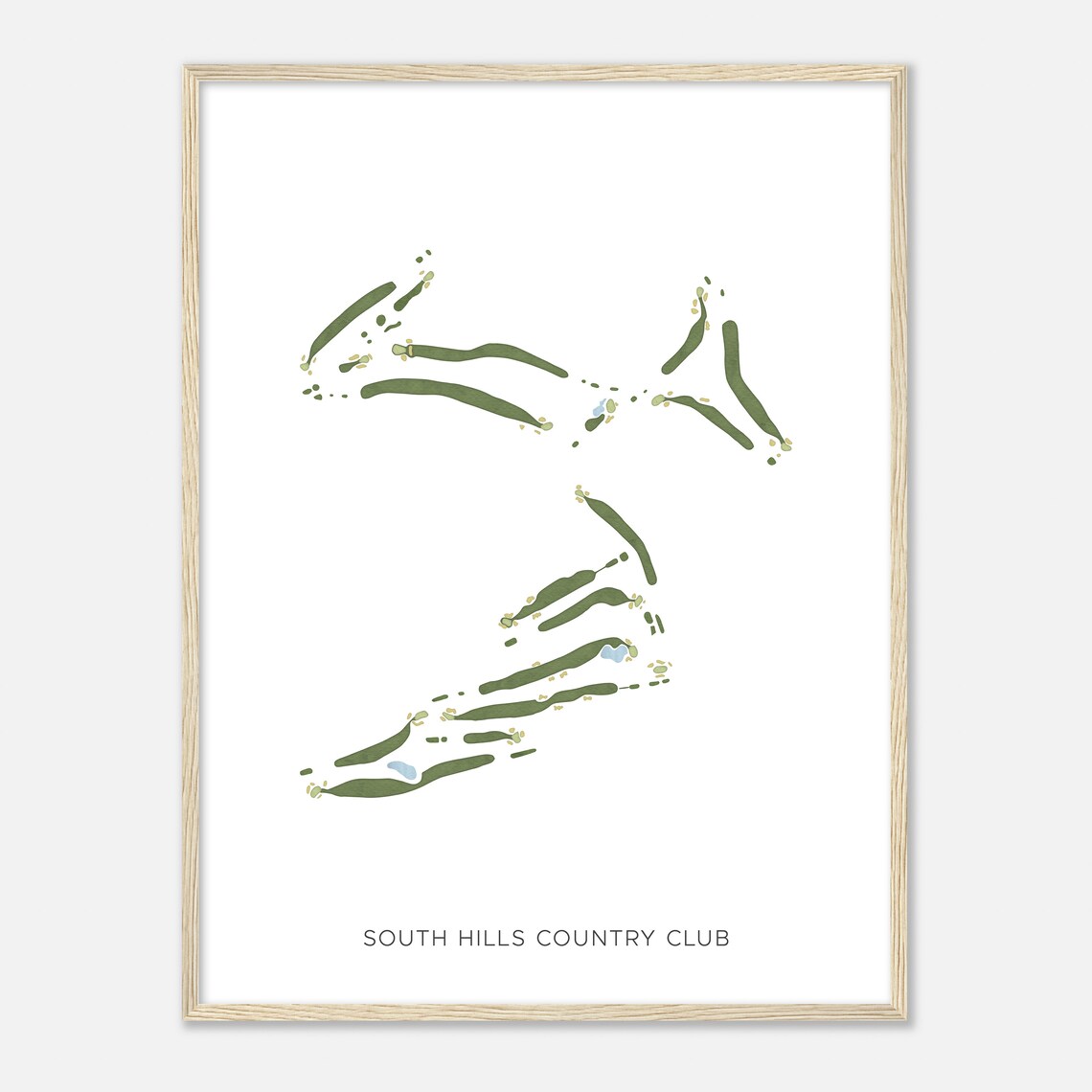 South Hills Country Club Modern Watercolor Golf Map Wall Art - Image 2