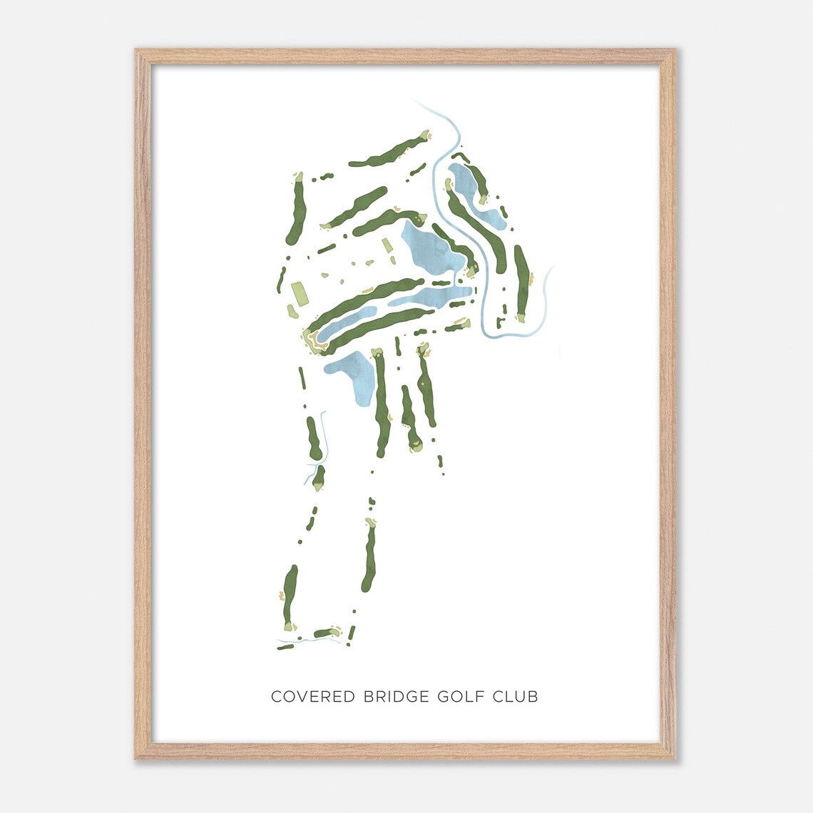 Covered Bridge Golf Club Modern Watercolor Golf Course Map Art Print - Image 2