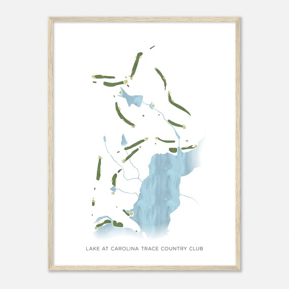 Lake at Carolina Trace Country Club Modern Watercolor Golf Course Map Poster
