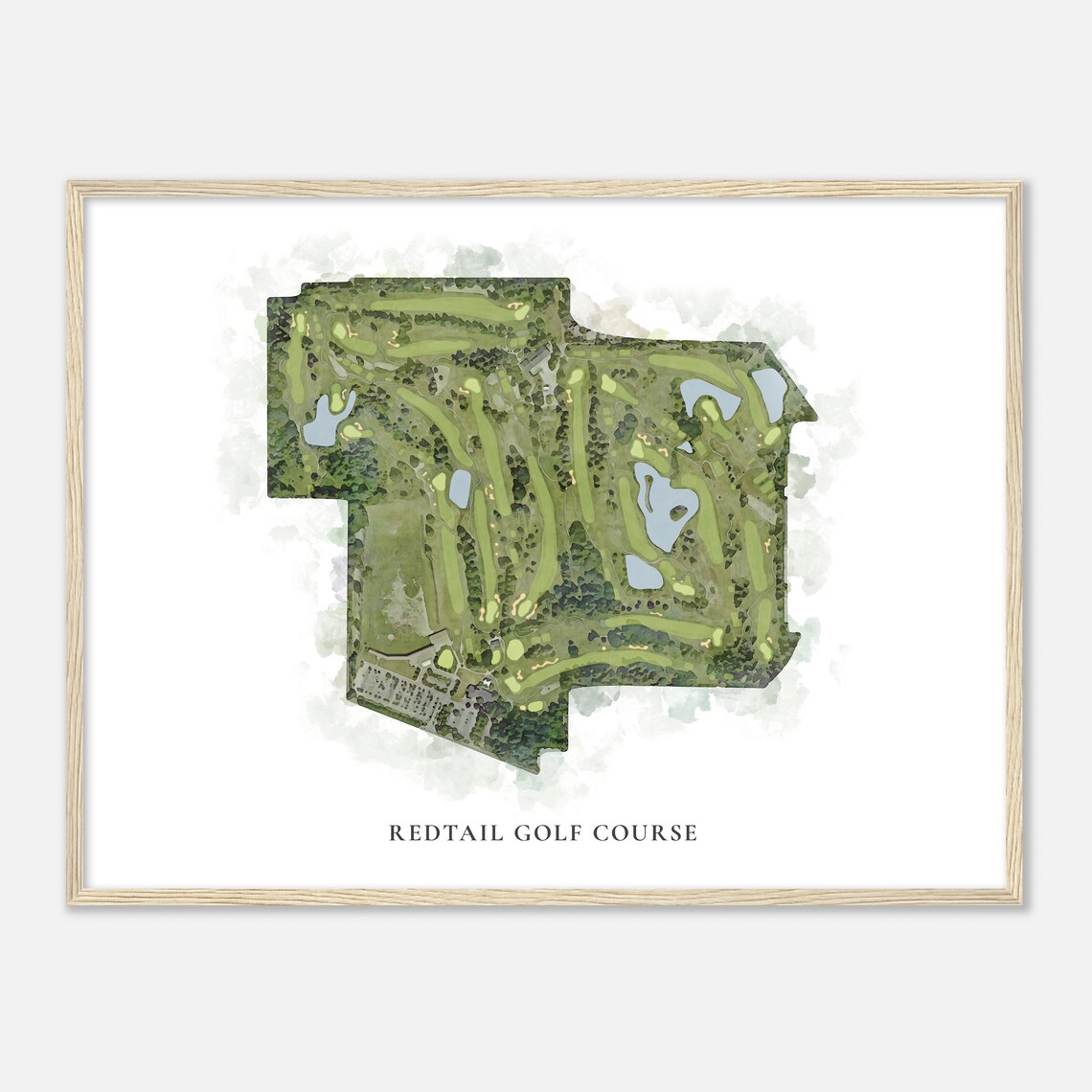 Redtail Golf Course Oregon Classic Watercolor Map Golfer Gift Golf Wall Art Golf Poster Print Course Layout